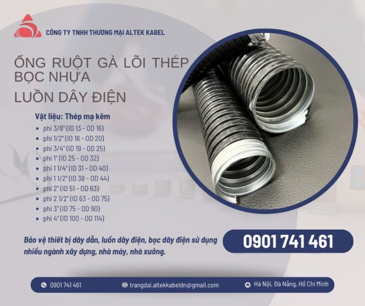 Ống ruột gà lõi thép 1/2 inch ( ID 16 – OD 20) Đà Nẵng, Hà Nội, HCM