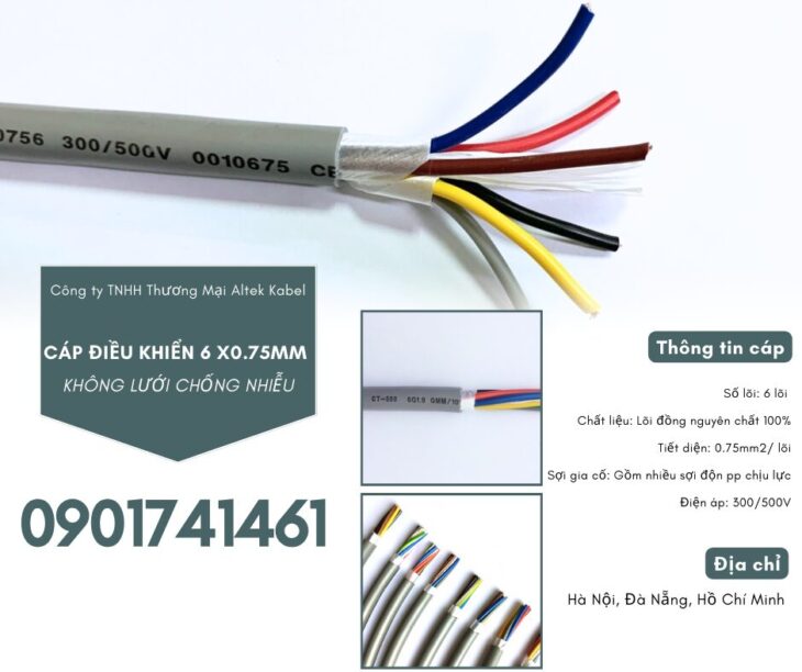 Cáp điều khiển không lưới 6×0.75 Hà Nội, Đà Nẵng, HCM