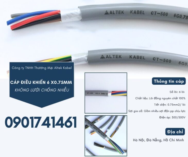 Cáp điều khiển không lưới 6×0.75 Hà Nội, Đà Nẵng, HCM