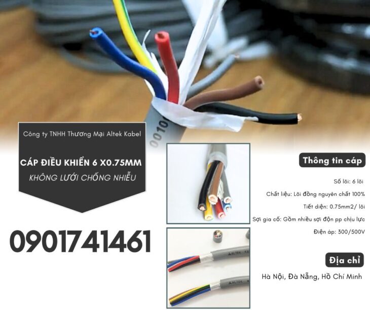 Cáp điều khiển không lưới 6×0.75 Hà Nội, Đà Nẵng, HCM
