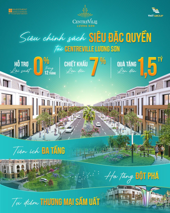 Nhận quà trị giá 100 triệu khi mua Shophouse CentreVille Lương Sơn. Nhận mặt bằng – kinh doanh sớm