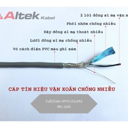 Cáp tín hiệu vặn xoắn 1 Pair 2 lớp chống nhiễu Altek Kabel Cáp tín hiệu vặn xoắn 1 Pair 2 lớp chống nhiễu Altek Kabel