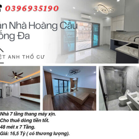 Bán nhà phố Hoàng Cầu, Nhà Mới 7 Tầng,Thang Máy Xịn, 48mx7T, Giá: 16,5 Tỷ, Lh: 0396935190.