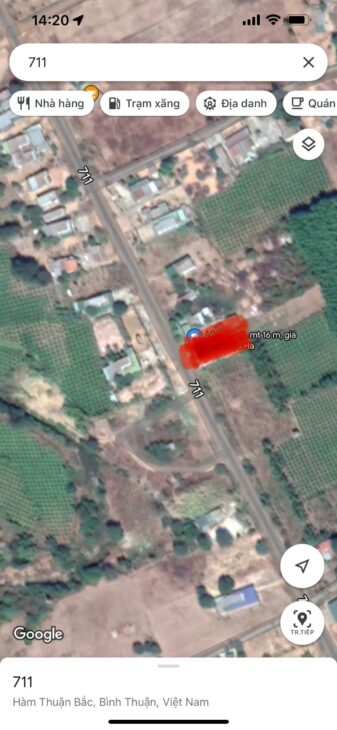 CHÍNH CHỦ 1700 M2 CLN (ĐÃ CÓ 100M2 THỔ) MẶT TIỀN QL 711 HÀM THUẬN BẮC, PHAN THIẾT, NGAY 17M, ĐƯỜNG