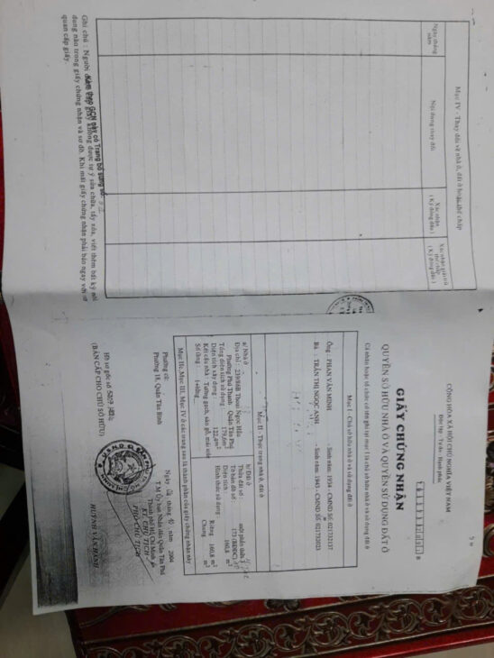 Bán Nhà 197/92 Thoại Ngọc Hầu, P Phú Thạnh, Q Tân Phú, TP HCM