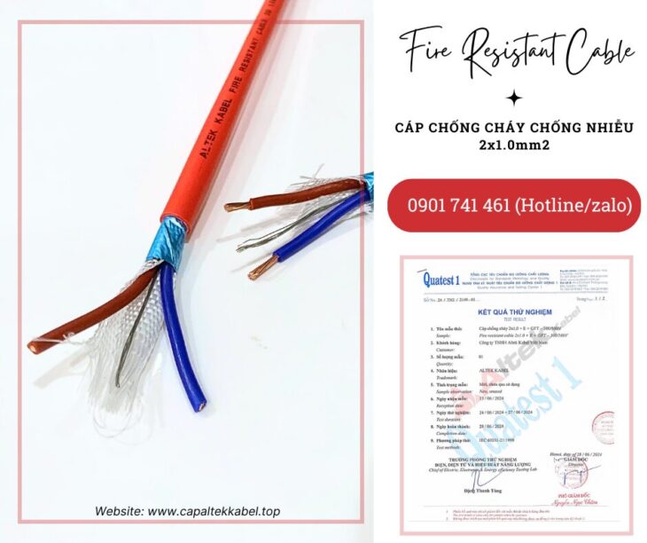 Cáp chống cháy chống nhiễu 2×1.0 Altek Kabel IEC 60331, BS 6387