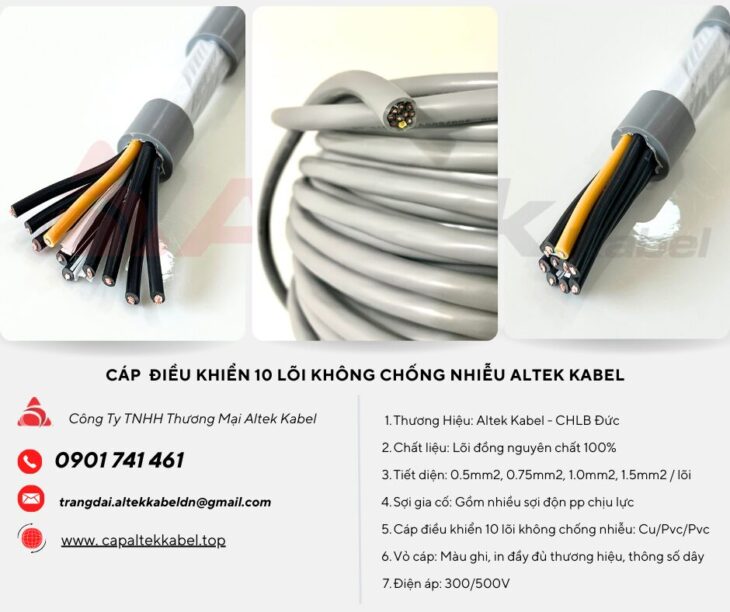 Cáp điều khiển 10 lõi chống nhiễu/ không chống nhiễu