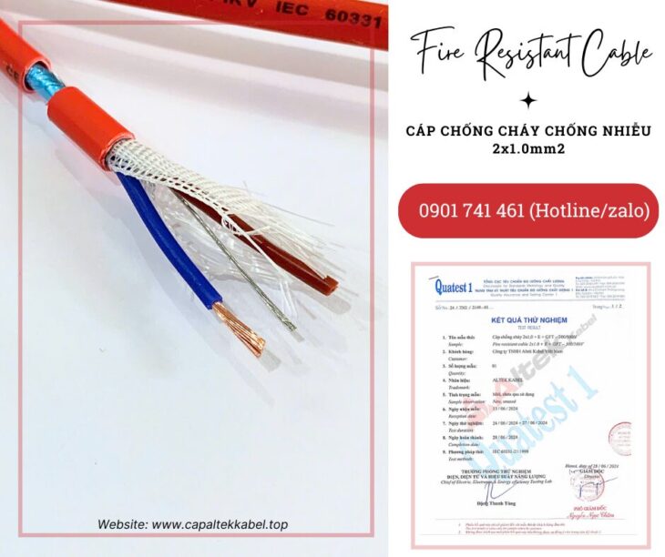 Cáp chống cháy chống nhiễu 2×1.0 Altek Kabel IEC 60331, BS 6387