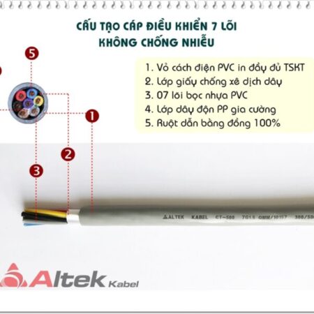 Cáp 7 lõi, Cáp điều khiển, Cáp tín hiệu Altek kabel 300/500v Cáp 7 lõi, Cáp điều khiển, Cáp tín hiệu Altek kabel 300/500v