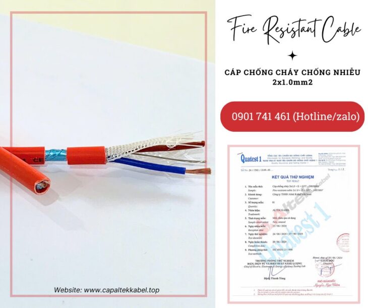 Cáp chống cháy chống nhiễu 2×1.0 Altek Kabel IEC 60331, BS 6387