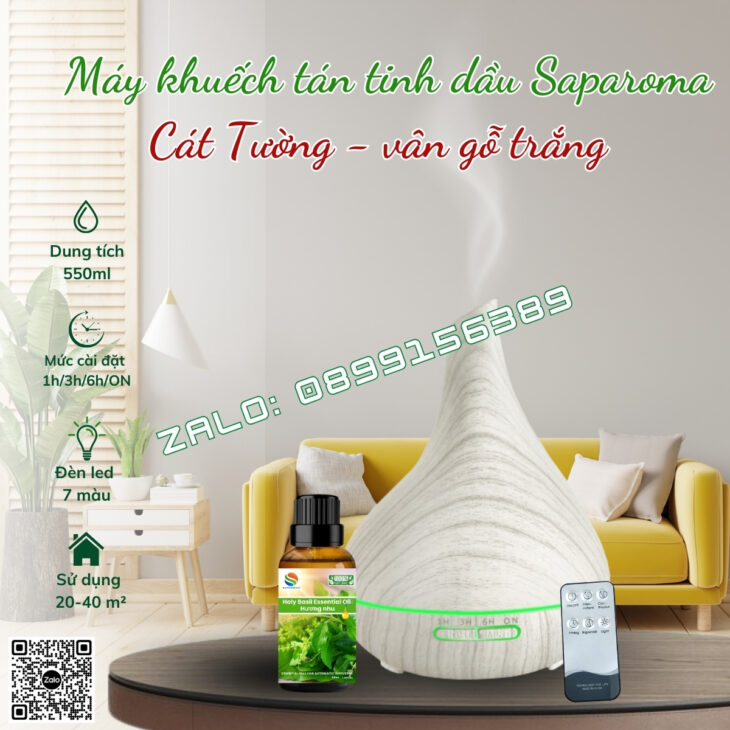 MÁY KHUẾCH TÁN TINH DẦU SAPAROMA, THƠM PHÒNG, PHUN SƯƠNG BÙ ẨM, XUA ĐUỔI MUỖI, CÔN TRÙNG