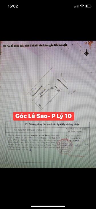 BÁN LÔ GÓC 2 MẶT TIỀN – LÊ SAO & PHƯỚC LÝ 10 ????