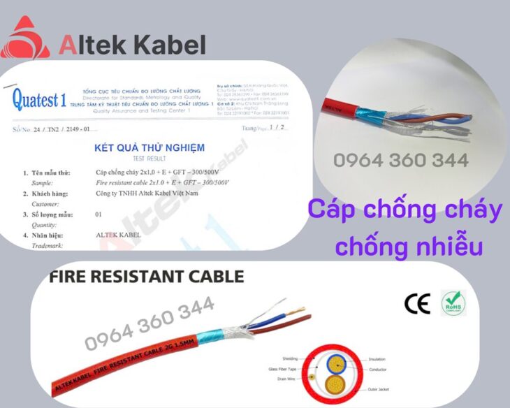Cáp tín hiệu, chống cháy, chống nhiễu, lõi xoắn Altek Kabel (vỏ đỏ – LSZH)