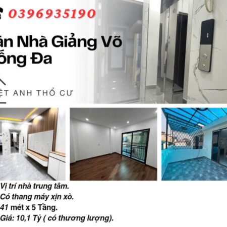 Bán nhà Phố Giảng Võ, Năm Tầng Thang Máy, Ba Gác Đỗ Cửa, 41mx5T, Giá: 10.1 Tỷ, Lh: 0396935190.