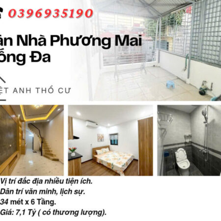 Bán nhà Phố Phương Mai_Tiện Ích Bạt Ngàn_Thoáng Sáng_Lô Góc_34mx6T_Giá: 7.1 Tỷ_Lh: 0396935190.
