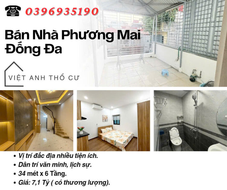 Bán nhà Phố Phương Mai_Tiện Ích Bạt Ngàn_Thoáng Sáng_Lô Góc_34mx6T_Giá: 7.1 Tỷ_Lh: 0396935190.