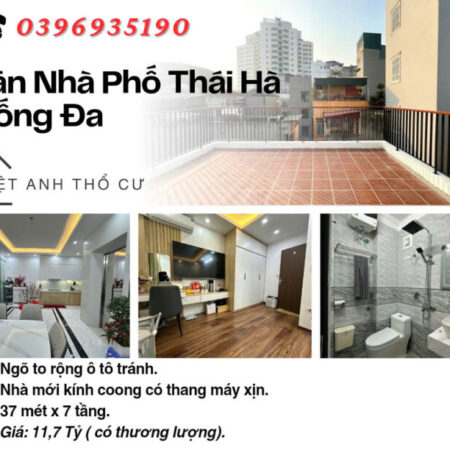 Bán nhà Phố Thái Hà, 7 Tầng Thang Máy, Có Sân Để Xe, 37mx7T, Giá: 11.7 Tỷ, Lh: 0396935190.