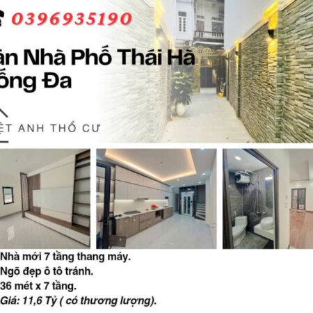 Bán nhà Phố Thái Hà, Mặt Tiền Rộng, Thang Máy Xịn, 36mx7T, Giá: 11.6 Tỷ, Lh: 0396935190.
