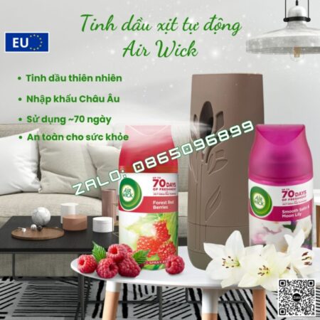 BÌNH XỊT TINH DẦU THIÊN NHIÊN AIR WICK 250ml, THƠM PHÒNG, HỖ TRỢ KHỬ MÙI, NHẬP KHẨU CHÂU ÂU