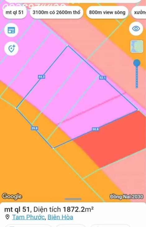 Bán đất mặt tiền QUỐC LỘ 51 . Thuộc Phường Tam Phước. Tp Biên Hòa . 0938974428