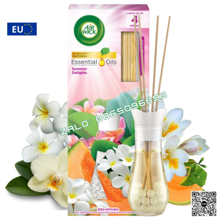 TINH DẦU KHUẾCH TÁN QUE MÂY AIR WICK 25ml, THƠM PHÒNG TỰ ĐỘNG, HỖ TRỢ KHỬ MÙI, NHẬP KHẨU CHÂU ÂU