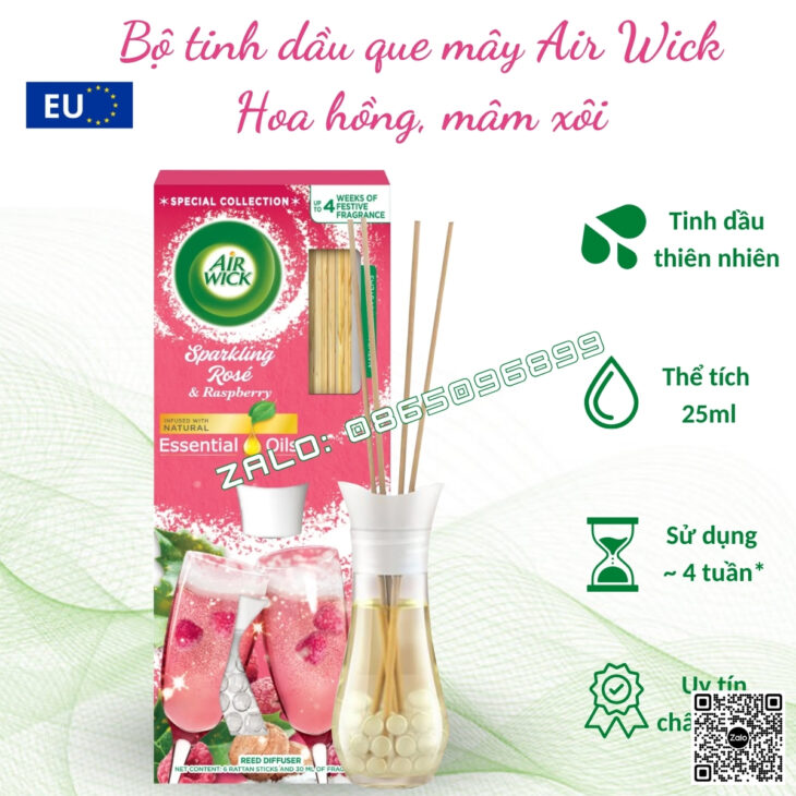 TINH DẦU QUE MÂY CAO CẤP AIR WICK 25ml, KHUẾCH TÁN TỰ ĐỘNG THƠM PHÒNG, KHỬ MÙI, NHẬP KHẨU CHÂU ÂU