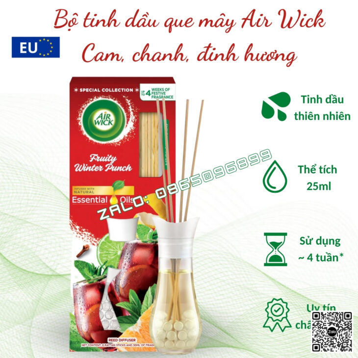 TINH DẦU QUE MÂY CAO CẤP AIR WICK 25ml, KHUẾCH TÁN TỰ ĐỘNG THƠM PHÒNG, KHỬ MÙI, NHẬP KHẨU CHÂU ÂU