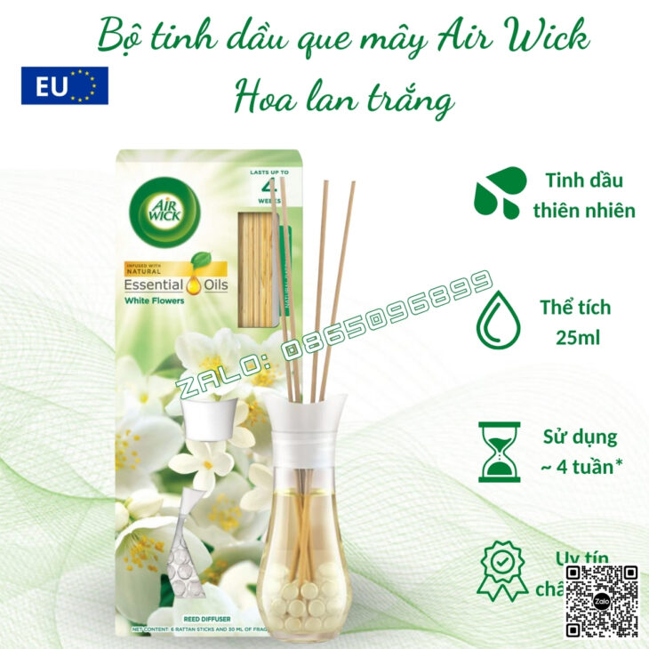TINH DẦU QUE MÂY CAO CẤP AIR WICK 25ml, KHUẾCH TÁN TỰ ĐỘNG THƠM PHÒNG, KHỬ MÙI, NHẬP KHẨU CHÂU ÂU