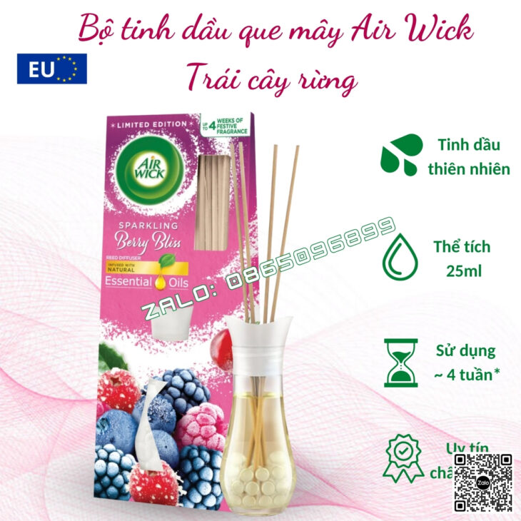 TINH DẦU QUE MÂY CAO CẤP AIR WICK 25ml, KHUẾCH TÁN TỰ ĐỘNG THƠM PHÒNG, KHỬ MÙI, NHẬP KHẨU CHÂU ÂU