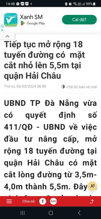NHÀ 3 TẦNG SÁT SÔNG ĐƯỜNG HÓA SƠN 3 NGỦ 66M2 GIÁ 4.5 TY – SẮP LÊN ĐƯỜNG 5.5M
