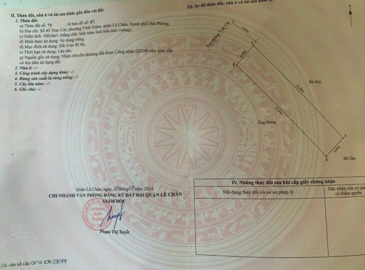 Bán đất mặt đường Trực Cát – Thiên Lôi, 104m, ngang 4.6m, giá 70 tr/m đẹp nhất