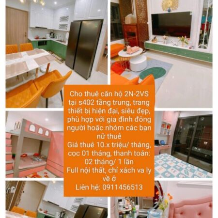 CHO THUÊ CĂN HỘ 2N-2VS TẠI S4002 CHỈ 10.x tr/tháng – Full Nội thất CHO THUÊ CĂN HỘ 2N-2VS TẠI S4002 CHỈ 10.x tr/tháng – Full Nội thất