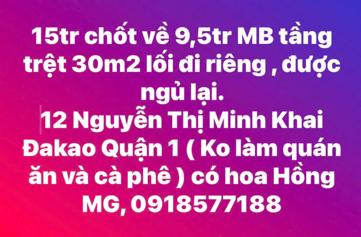 Cho Thuê Mặt Bằng Tầng Trệt – Vị Trí Đắc Địa Tại Trung Tâm Quận 1