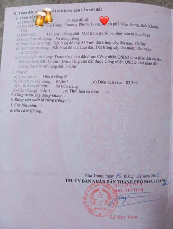 Chính Chủ Bán Nhanh Lô Đất Tặng Nhà Cấp 4 Tại Phùng Hưng, Phường Phước Long, TP Nha Trang, Khánh Hòa