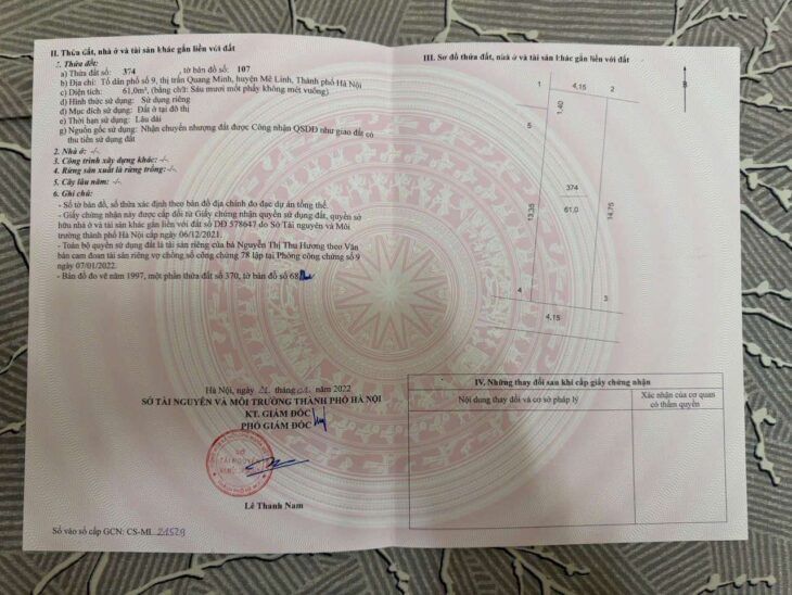 Bán Đất TT Quang Minh,Mê Linh,full TC 61m,giá đầu tư,sổ sẵn