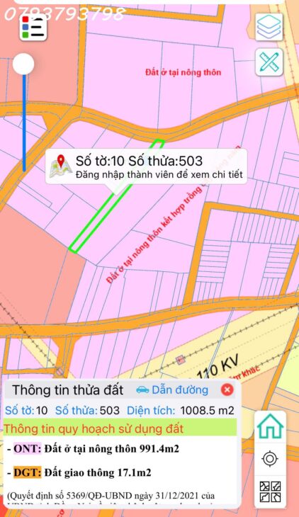 Bán 1000 m² xã Bình Minh gần ngay QL1A đường nhựa lớn dân cư đông đúc giá chỉ hơn 2 tỷ