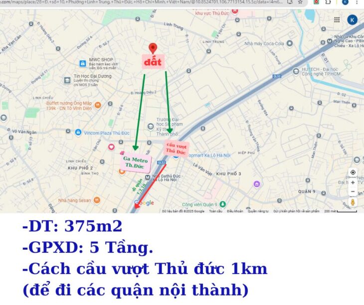 1.500m2 Sàn; ngang 15m; Đường Hoàng diệu 2; P.Linh Trung, Thủ Đức, Tp Hồ Chí Minh; Giá 19 Tỷ TL.