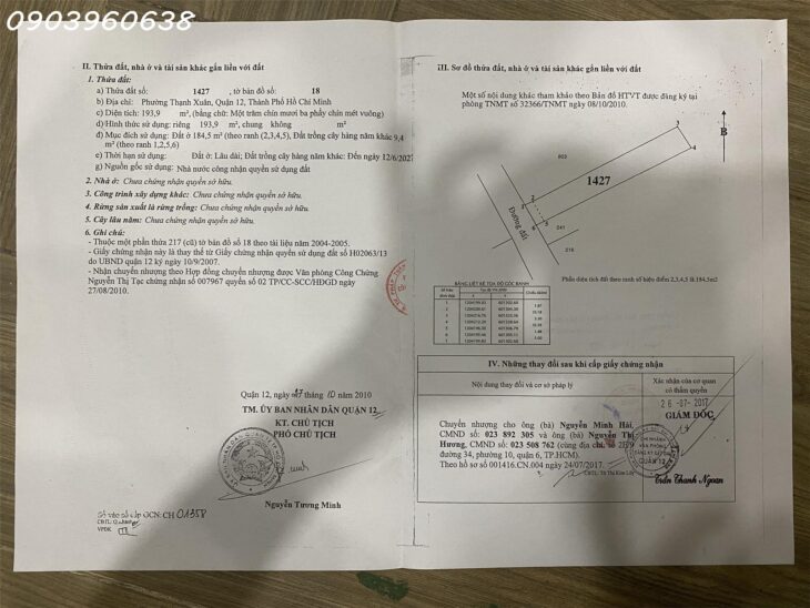 ???? ĐẤT MẶT TIỀN -TX38-194M2 THỔ CƯ – THÔNG NHÌU ĐƯỜNG 8.9 TỶ- TIỆN XÂY KHÁCH SẠN, NHÀ CHO THUÊ, VP