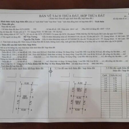 LÔ GÓC ĐẤT DÂN 50M, 3 TỶ TL,TT QUANG MINH,Ô TÔ VÀO, KINH DOANH, CHÍNH CHỦ