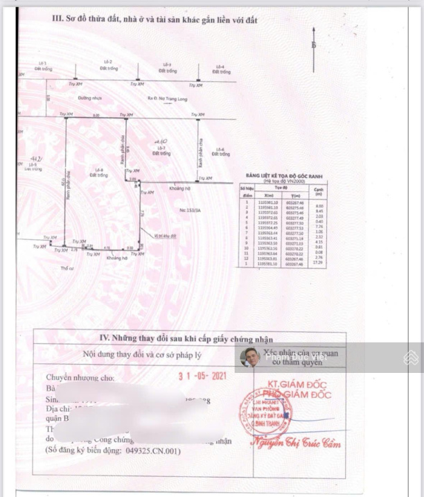 Bán lô đất Nơ Trang Long Quận Bình Thạnh xây 3 lầu ST. 8×18 nở hậu 10m công nhận 160m 115tr/m2