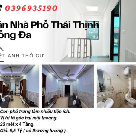 Bán nhà phố Thái Thịnh_Sổ Đỏ Chính Chủ_Lô Góc Hai Thoáng_33mx4T_Giá: 6.5 Tỷ, Lh: 0396935190.