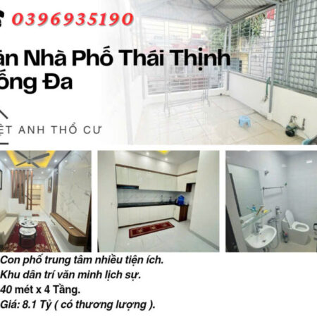 Bán nhà phố Thái Thịnh_Ngõ Ba Gác_Nhà Kiên Cố_40mx4T_Giá: 8.1 Tỷ, Lh: 0396935190.