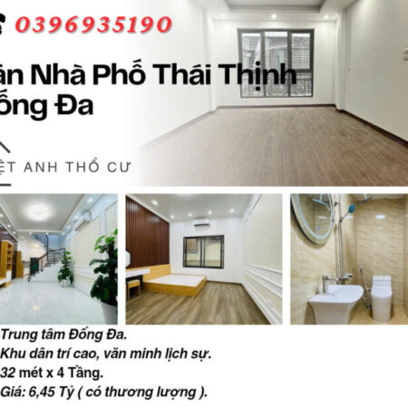 Bán nhà phố Thái Thịnh_Lô Góc Ba Thoáng_Khu Dân Trí Cao_32mx4T_Giá: 6.45 Tỷ_Lh: 0396935190.