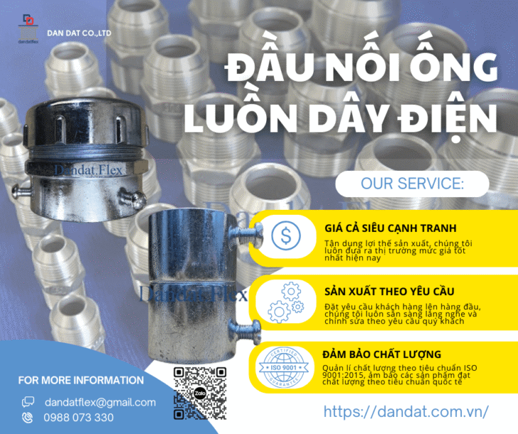 Đầu Nối Ống Luồn Dây Điện – Ống luồn dây điện bọc nhựa bọc lưới inox, Đầu nối phụ kiện ống luồn dây