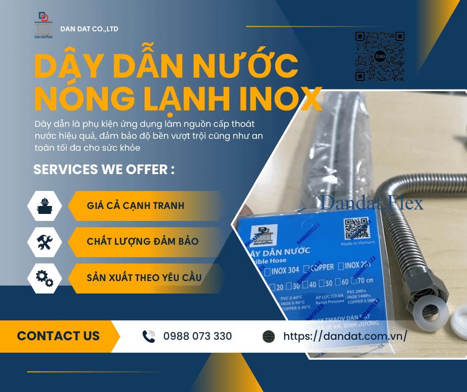 Dây Cấp Nước Nóng Lạnh Cho Bình Nước Nóng – Dây dẫn nước inox nóng lạnh, Dây cấp nước bình nóng lạnh