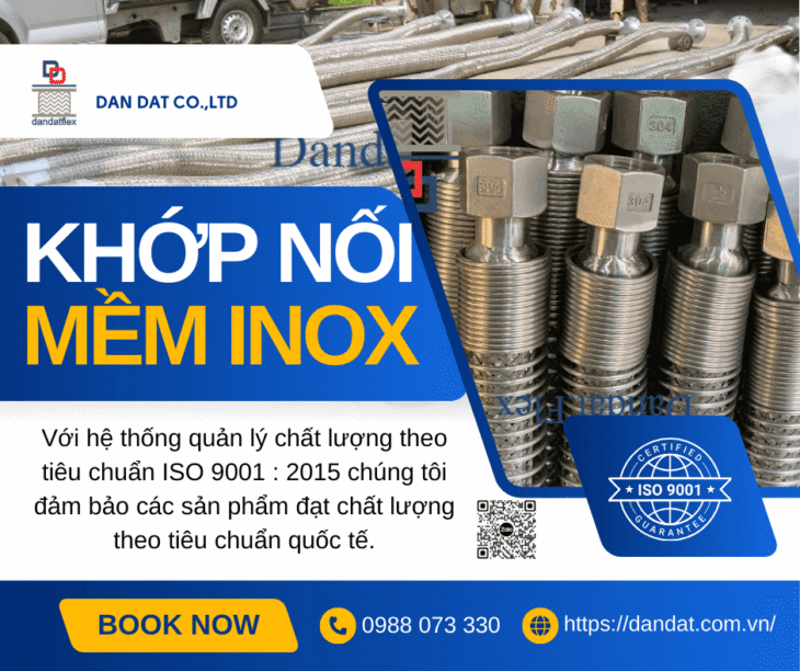 Khớp Nối Chống Rung Inox 304 Nối Bích – Khớp chống rung inox 304, Khớp nối mềm inox 2 đầu