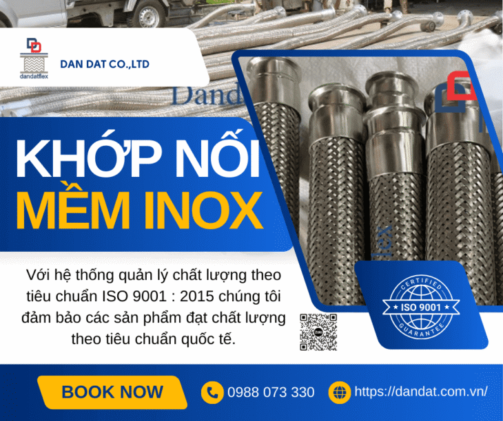 Khớp Nối Chống Rung Inox 304 Nối Bích – Khớp chống rung inox 304, Khớp nối mềm inox 2 đầu