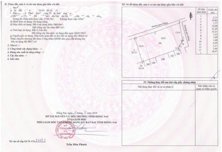 2800m2 QH đất ở toàn bộ, 1800m2 đất thổ cư! 2 MẶT TIỀN AN PHƯỚC, LONG THÀNH 14.5 TỶ