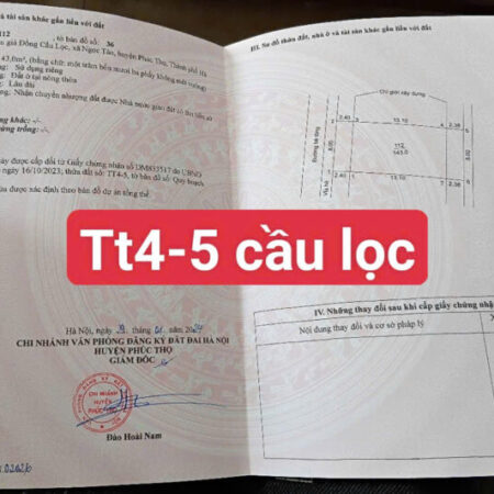 130M2 ĐẤT DG CẦU LỌC, NGỌC TẢO, PHÚC THỌ HÀ NỘI. KHU VỰC ĐẦY TIỀM NĂNG