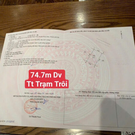 74.7m2 ĐẤT DỊCH VỤ TT TRẠM TRÔI HOÀI ĐỨC HÀ NỘI